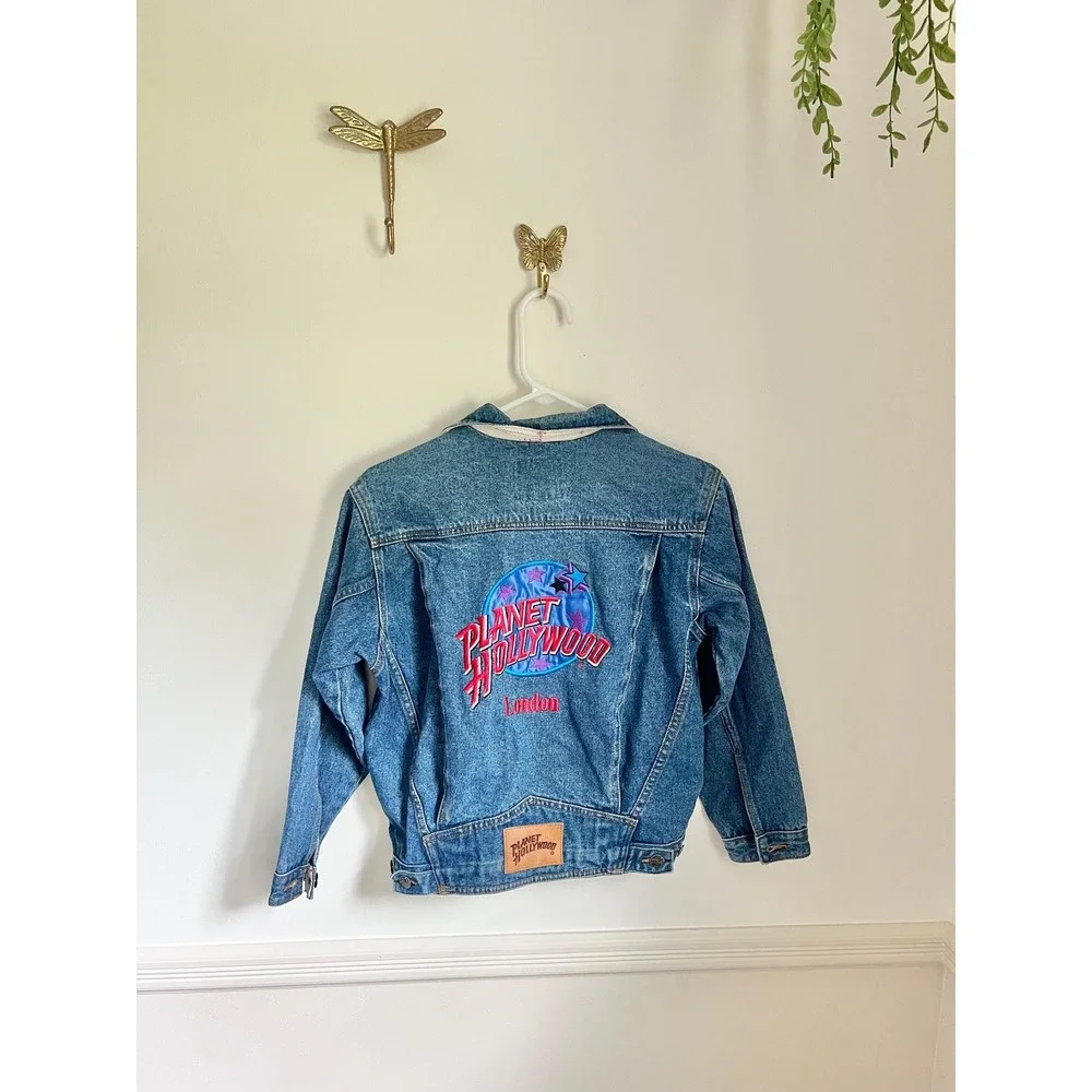 Vintage 1990s Planet Hollywood London Denim Patchwork Jacket‎